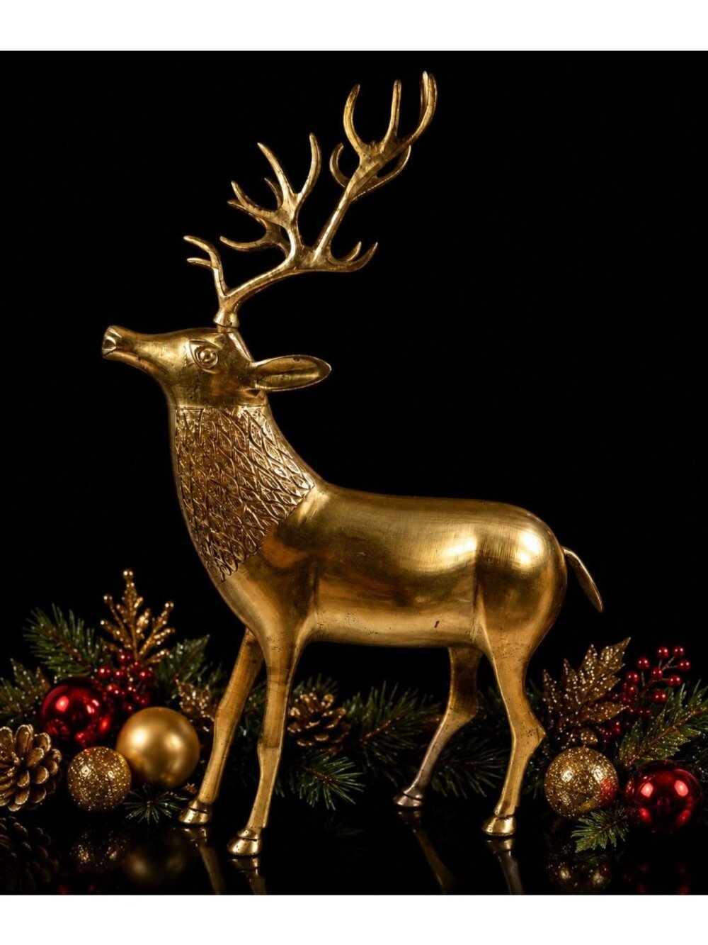 Vintage Mid Century Brass Reindeer Deer Sculpture Figurine Hollywood Regency 15.